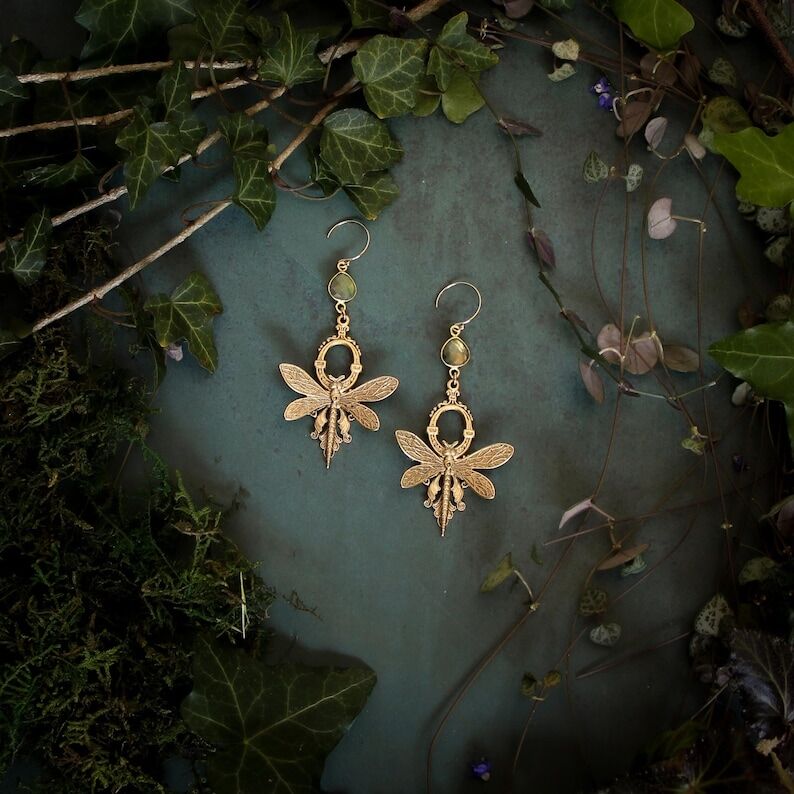 Brass Dragonfly Earrings