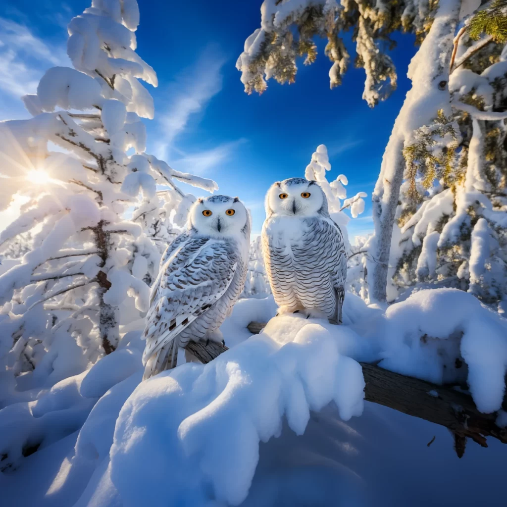 Snowy Owl Pair Art Image