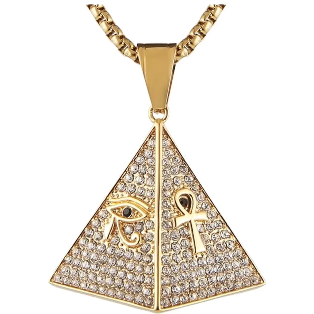 Pyramid Necklace with Eye of Ra and Ankh